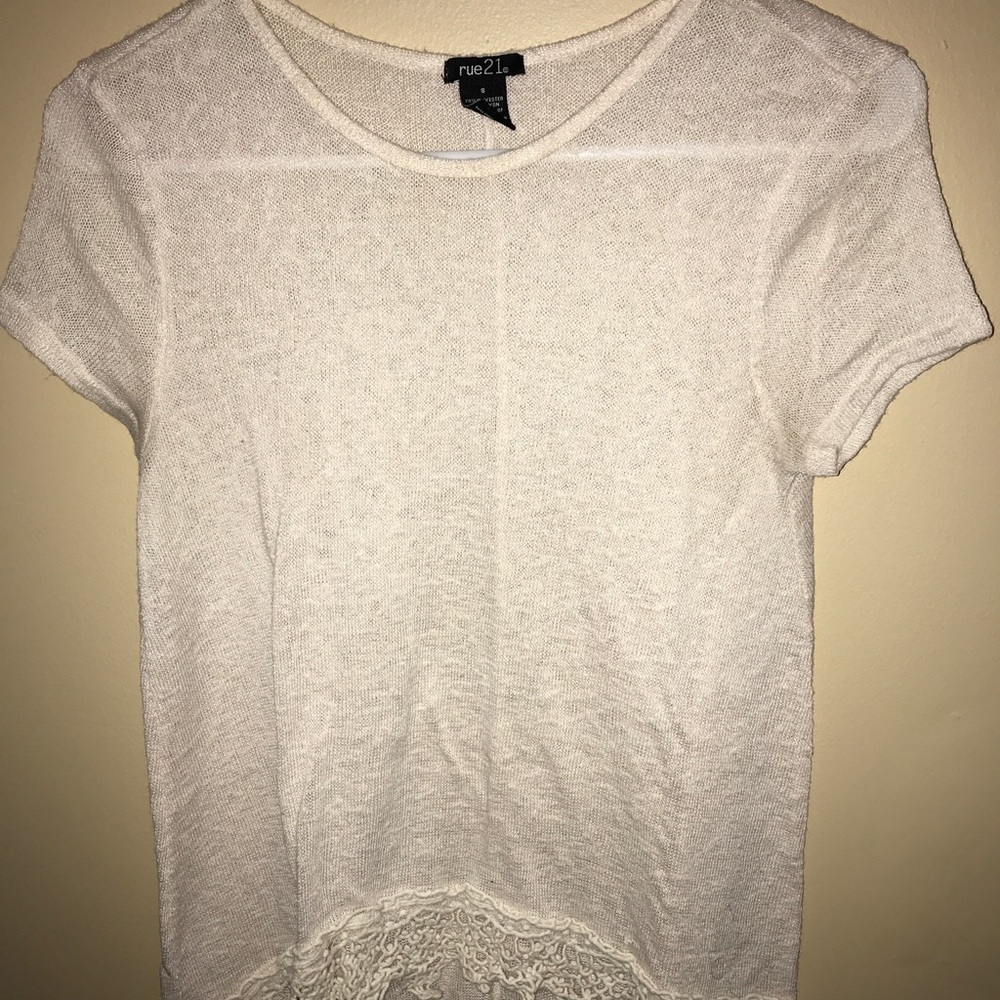 White  High & Low Knit Top